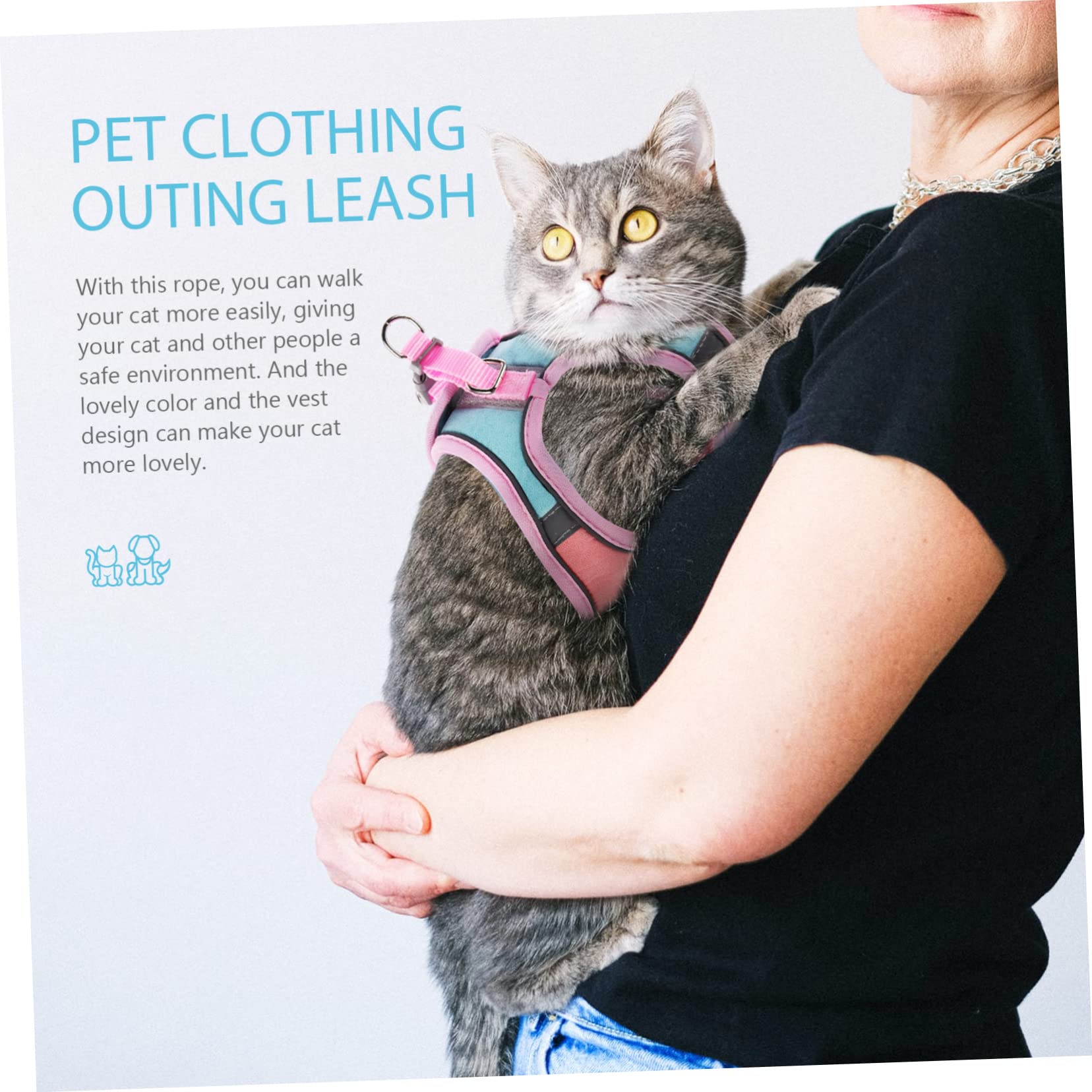 Toddmomy 4ensembles pour Chat avec Laisse Adorable pour Chiens Et Chats Extérieur Conception Anti-Evasion Système De Sécurité Intégré