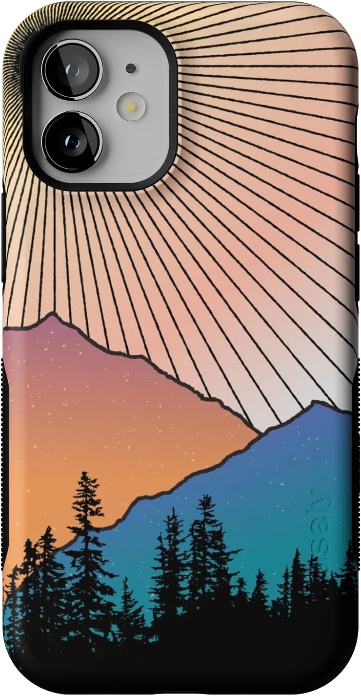 Casely iPhone 12 Mini Case | Golden Hour | Mountain Sunset | Compatible with MagSafe | Bold Protective Design