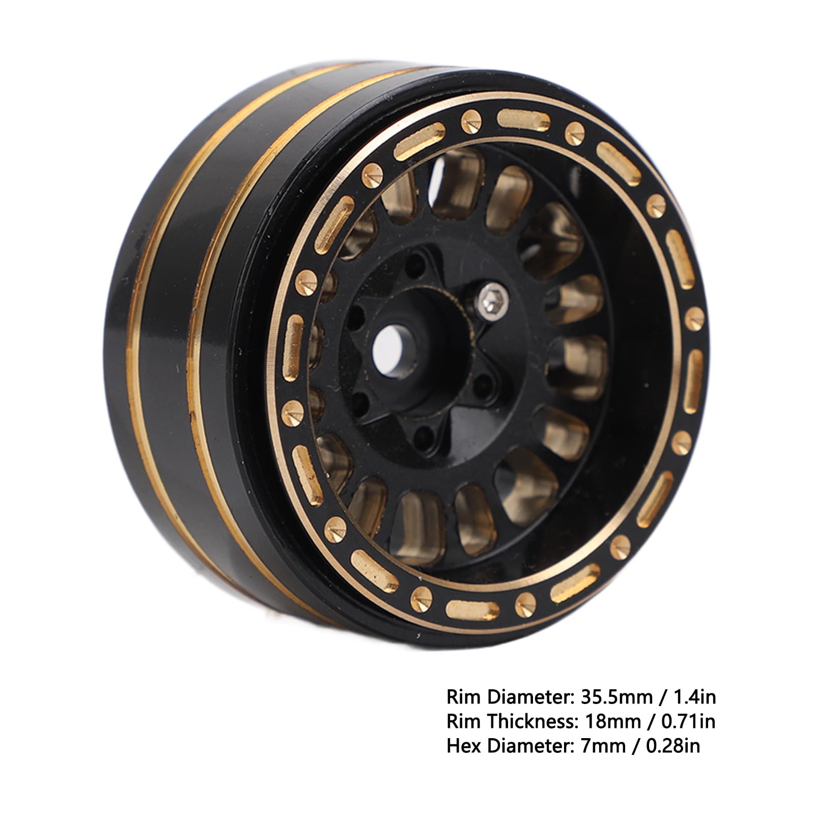 Dilwe Jeu de Jantes de Roue Beadlock en Laiton de 1,2 Pouces, Moyeu de Roue de 35,5 Mm pour Voiture SCX24 FMS24 1/24 RC, 1/18 avec stabilité Améliorée