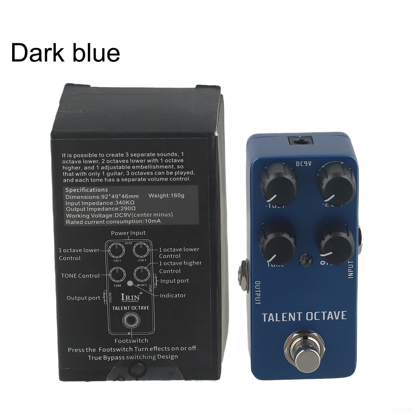 Pedale per effetti per chitarra, con guscio in metallo, ampia gamma di effetti sonori, facile da collegare e utilizzare (Drak Blue)