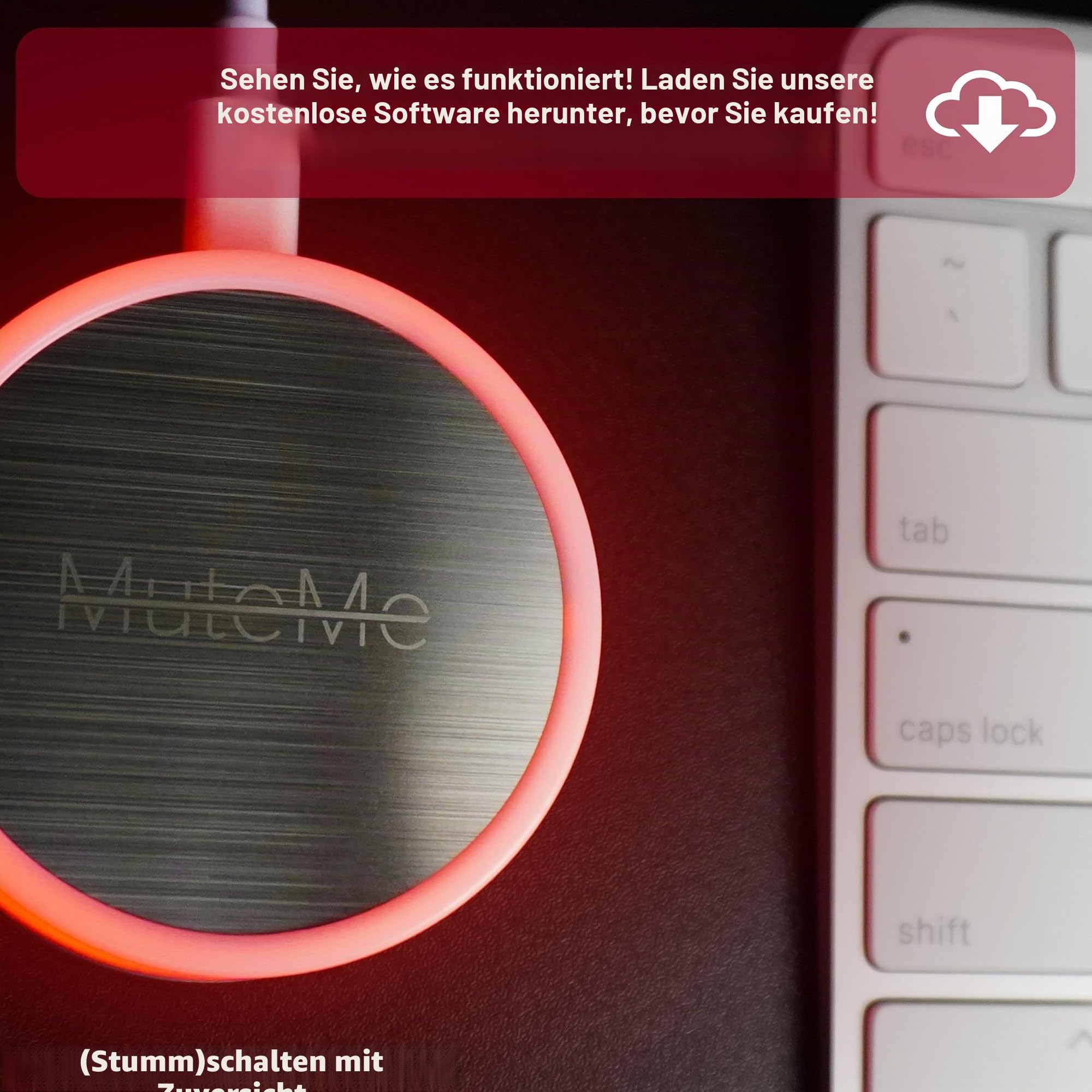 MuteMe, WebEx und mehr (wie bei Shark Tank), kompatibel mit Mac/PC. USB-Kabel und Adapter im Lieferumfang enthalten. Kostenloser Software-Download erforderlich.