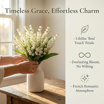 10 Pcs Artificial Flowers Of Lily Of The Valley, Artificial Flowers Vivid, Lily of The Valley Plastic Flower for Home Garden Party And Wedding Decoration