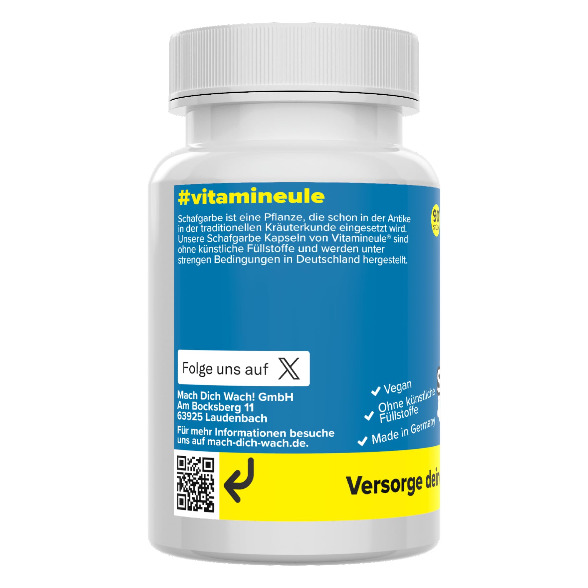 Schafgarbe Kapseln - hochdosiert 3000 mg (300 mg 10:1 Extrakt) - vegan & bioaktiv - Produktion in Deutschland - laborgeprüft & ohne Zusatzstoffe - Achillea millefolium - Vitamineule®
