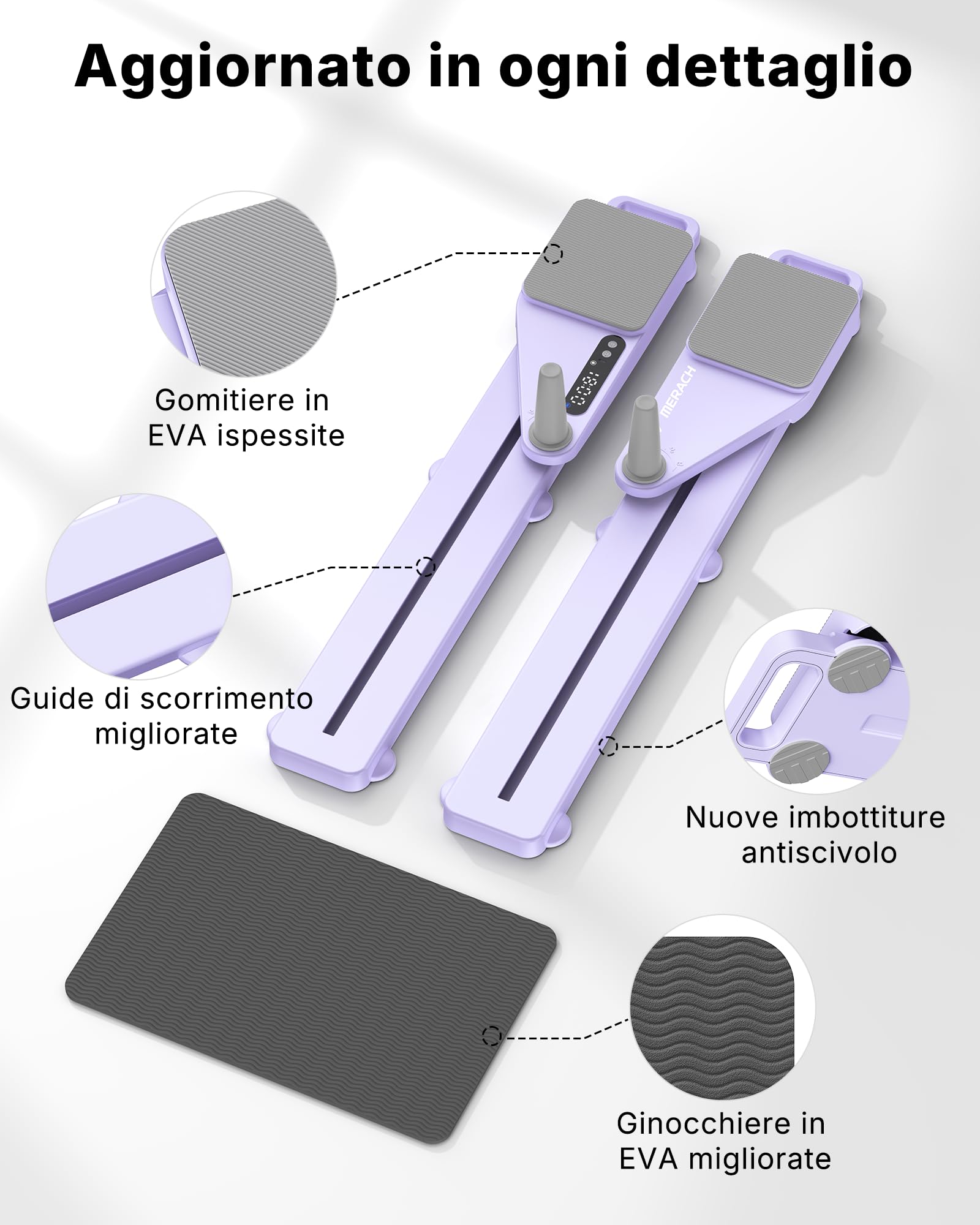 MERACH Pilates Reformer - Mini Reformer Pilates Reformer Pilates Per Casa 120KG Pieghevole, Pilates Board Per Addominali, Braccia E Gambe, Set Pilates Donna Attrezzi Muto