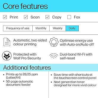 HP | Color LaserJet Pro | 4.3" Display | Wireless | Print, Copy, Scan | Automatic Duplex | Print Speed: 25ppm (black/color) | 50-sheet ADF | LJ3303sdw | UAE Version