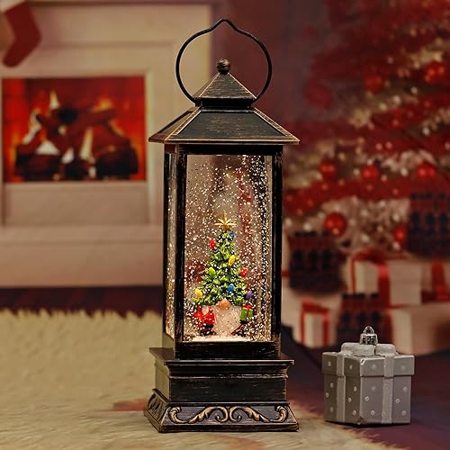 Miniatura 78 de Linterna musical de globo de nieve de Navidad, linterna giratoria brillante de 12 pulgadas con temporizador de 6 horas, alimentado por USB