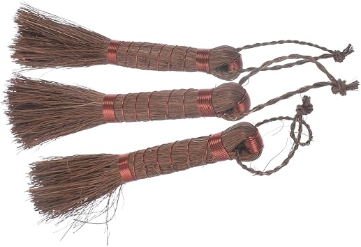3pcs Garden Cleaning Accessories Palm Fiber Bonsai Brush Hand-held Small Brush for Planters Flowerpot Washing