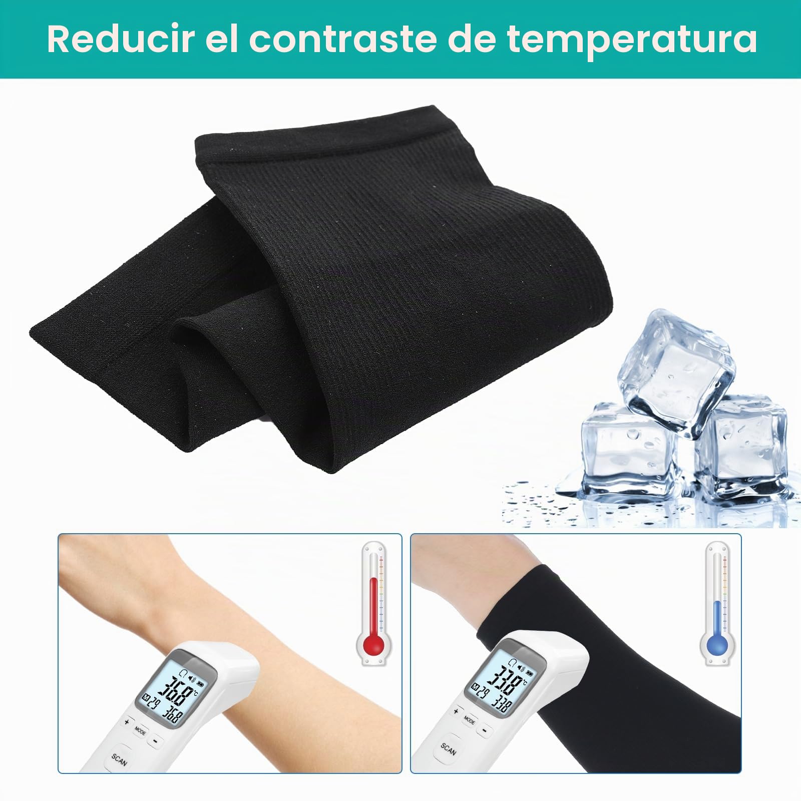 Telooco 2 Pares Mangas Niños Mangas de Protección Solar Protectores de Brazos Negro Blanco Seda de Hielo Comprimida Anti-UV Anticortes para Niños y Niñas