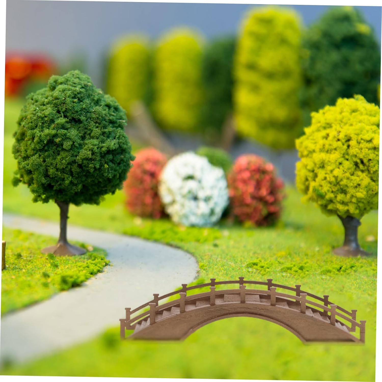 Miniature Wood Arch Bridge Decor, Coffee Wooden Model for Mini Garden