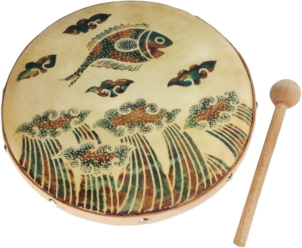 Beautiful Frame Drum with Jumping Fish