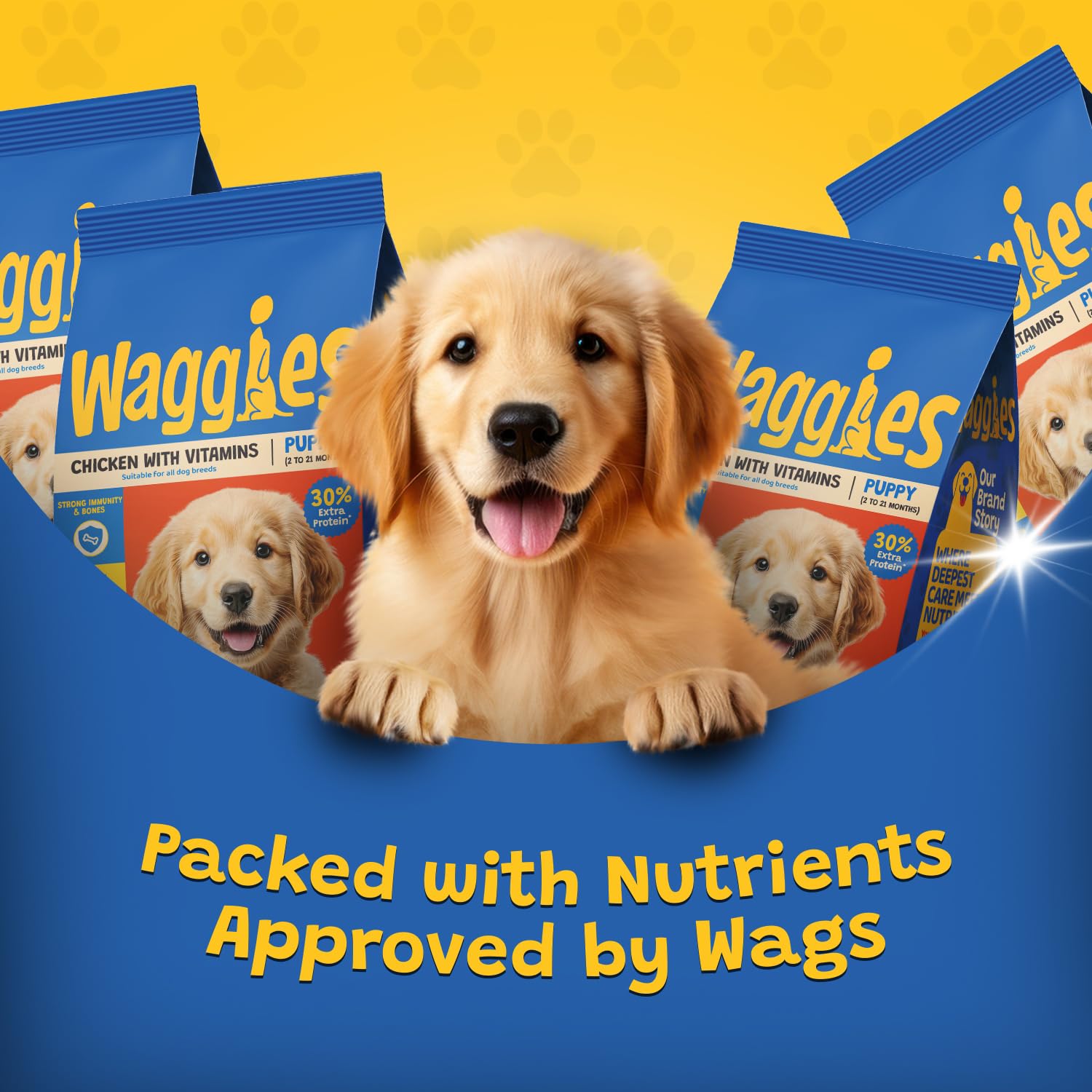 Waggies Puppy Dry Dog Food 10kg, Chicken with Vitamins, Complete Nutrition for Puppies 2–21 Months, Supports Growth, Immunity, Digestion & Healthy Skin, All Breeds 3