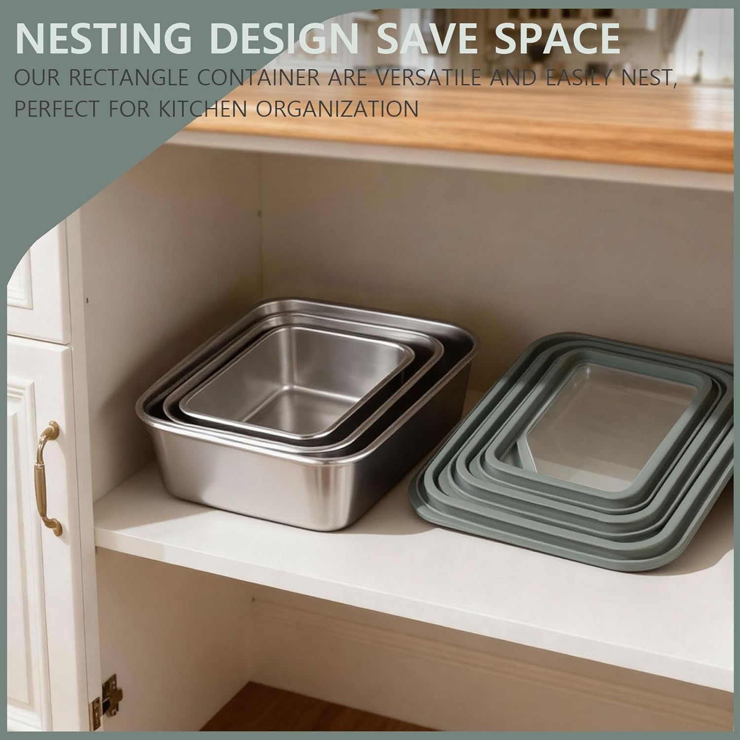 Stainless Steel Food Storage Container with Glass Lids, 3 Pack Nested Lunch Boxes, Airtight Lid Food Container for Sandwiches, Snacks, Meal Prep and Kitchen Storage - Image 7