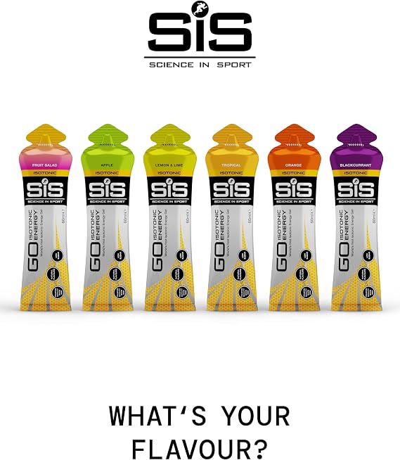 Science In Sport GO Isotonic Energy Gels, Running Gels with 22g Carbohydrates, Low Sugar, Variety Pack of Assorted Flavours, 60ml Per Serving (15 Pack)