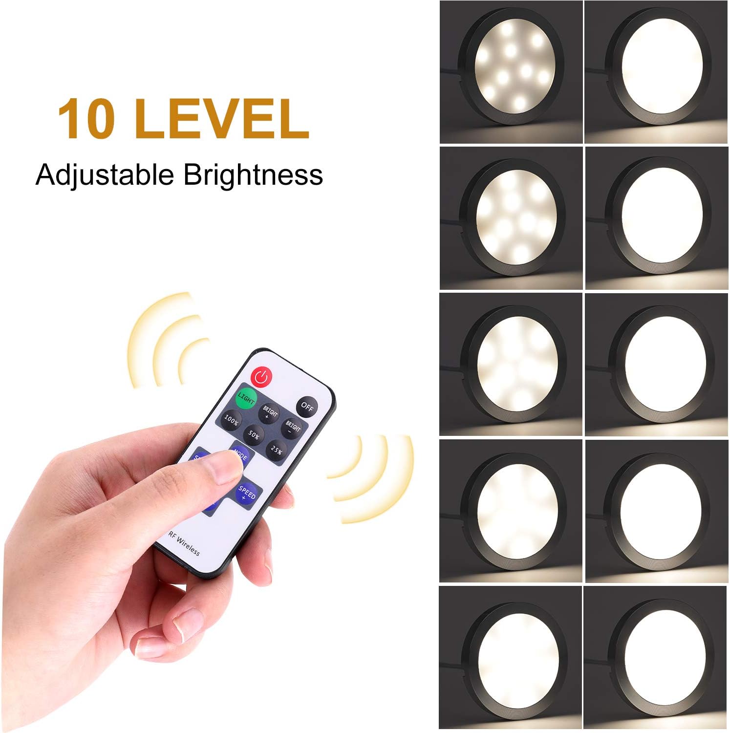 AIBOO Under Counter Lighting Kit,12 pcs 4000K Plug in LED Puck Lights,24W Ultra Slim Dimmable White Fixtures for Kitchen Cabinet,Wine Cabinet,Closet and Showcase Lighting(4000K, Natural White)