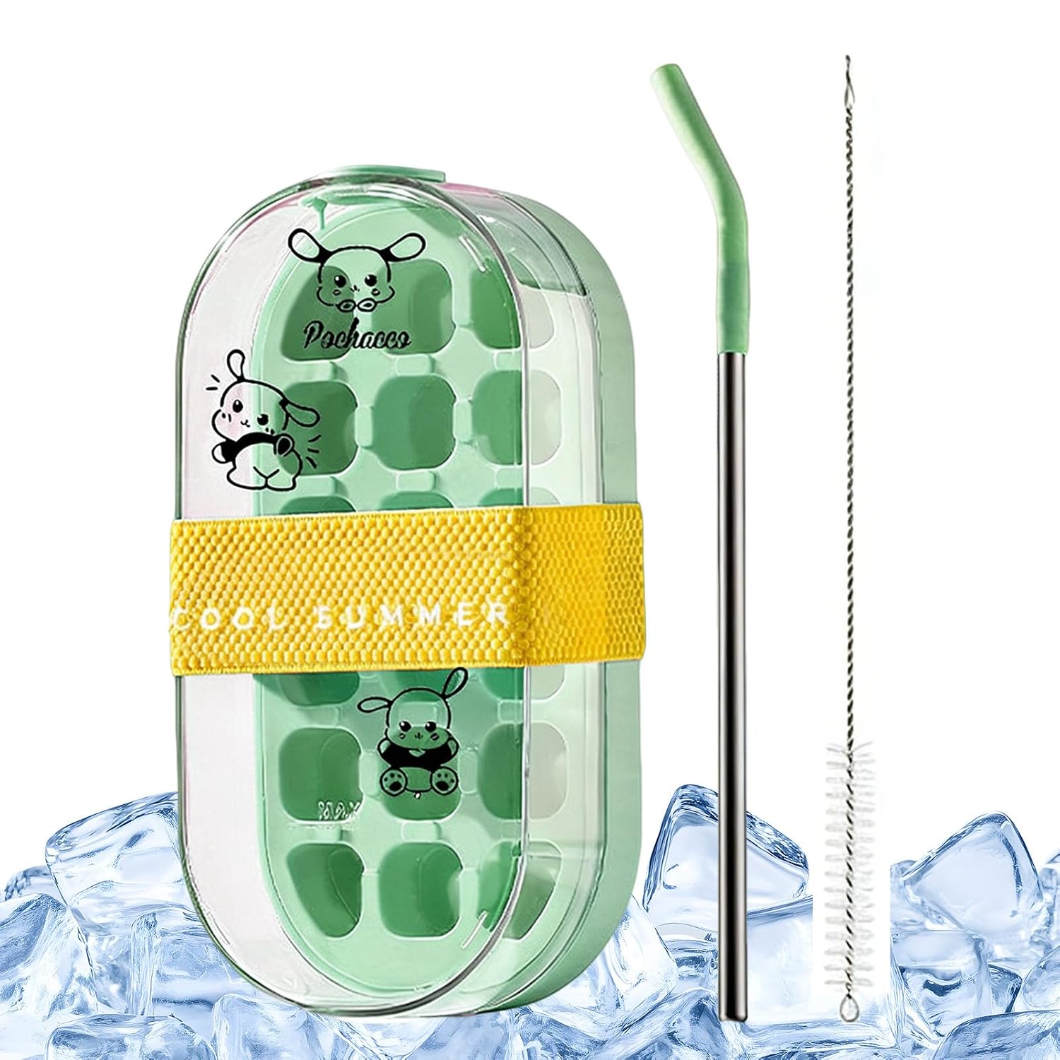 Reusable Ice Maker Bottle, Portable 2 in 1 Reusable Bottle – Press to Release Ice Tray, for Home Kitchen Office Travel Camping Hiking Picnic
