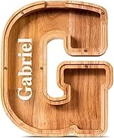 Vista 40 de SummiDate Alcancía de madera de letra para niños y niñas, Alfabeto, regalo de cumpleaños para niños (W)