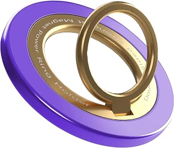 Magnetic Phone Ring Holder for MagSafe,Two-Sided Magnetic 360 Rotation Magnet Phone Grip for iPhone 16/15/14/13/12 Series/Samsung/Google Purple with Gold