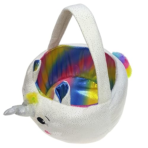 Miniatura 10 de Preciosa cesta de Pascua de conejito gris con lazos rosados, cesta para cacería de huevos de Pascua para niños (cesta de conejo gris)