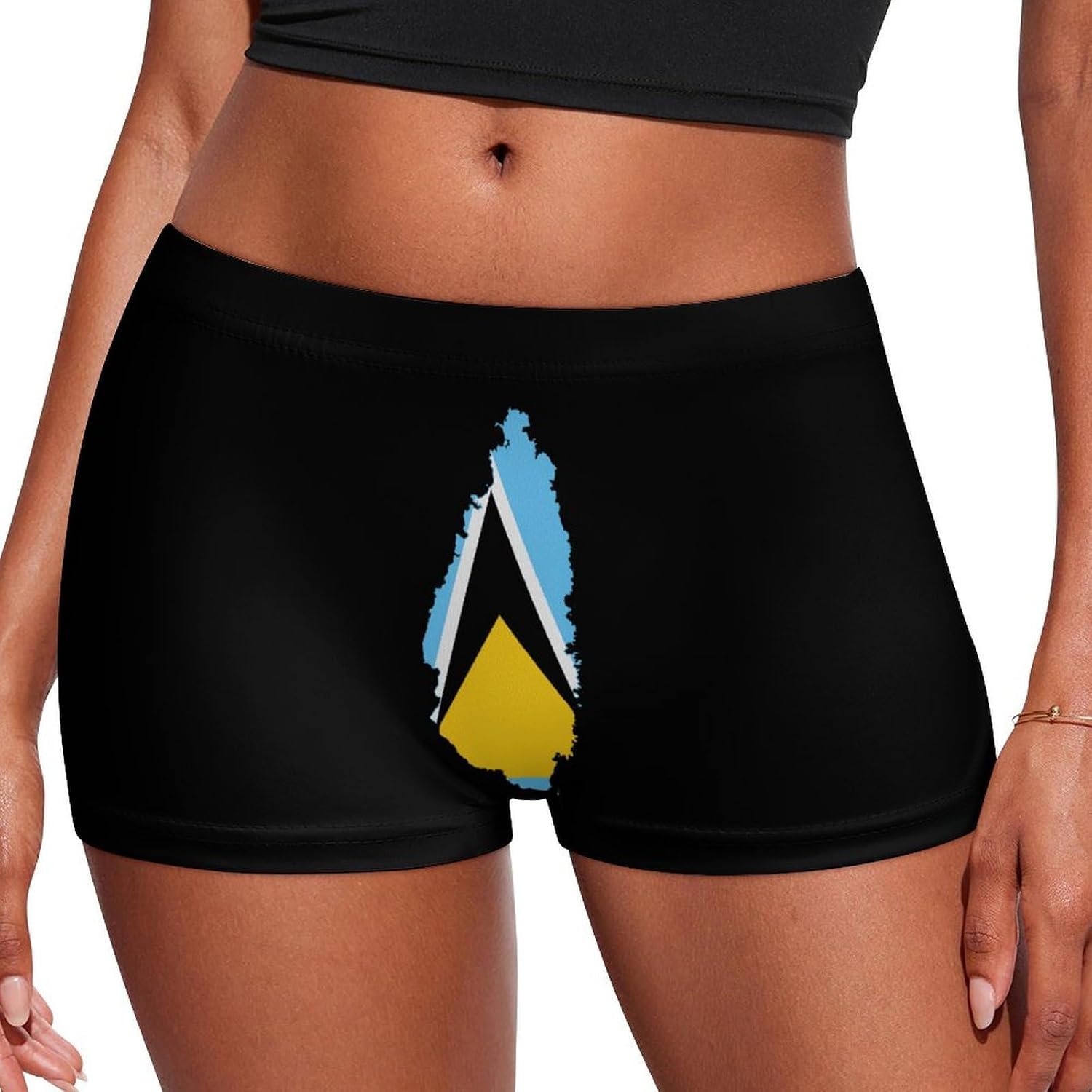 Flag Map of Saint Lucia Fashion Women's Boxer Briefs Breathable Underpants Trunks Stretch Underwear