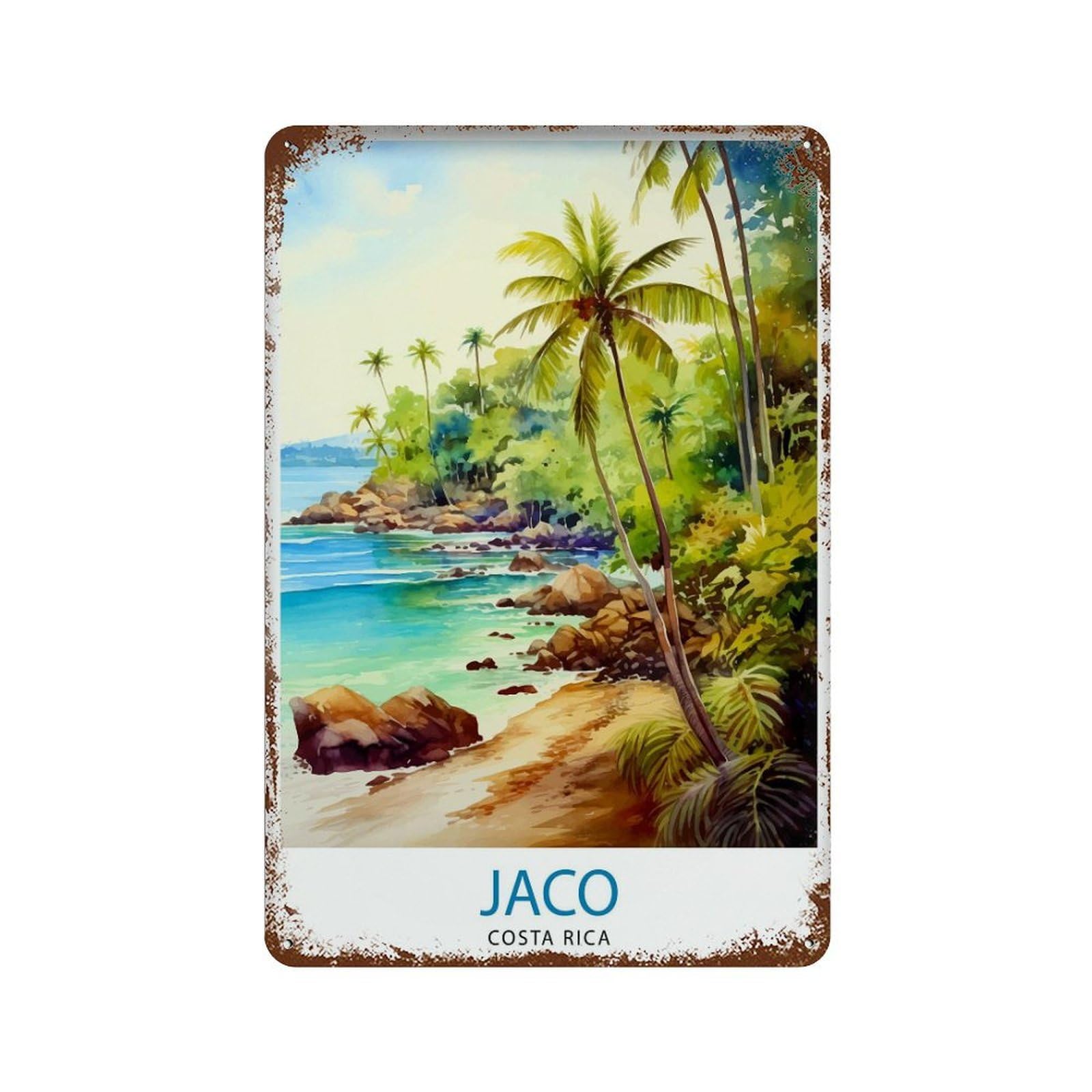 xiaoxiaoshen Jaco Costa Rica Surf Paradise Tropical Beach Rican Coast Pura Vida Lifestyle Illus_3 Wall Decor Art Metal Tin Poster Modern Home Decor Art Home Bar Shop Decorations Vintage Sign 30x20cm