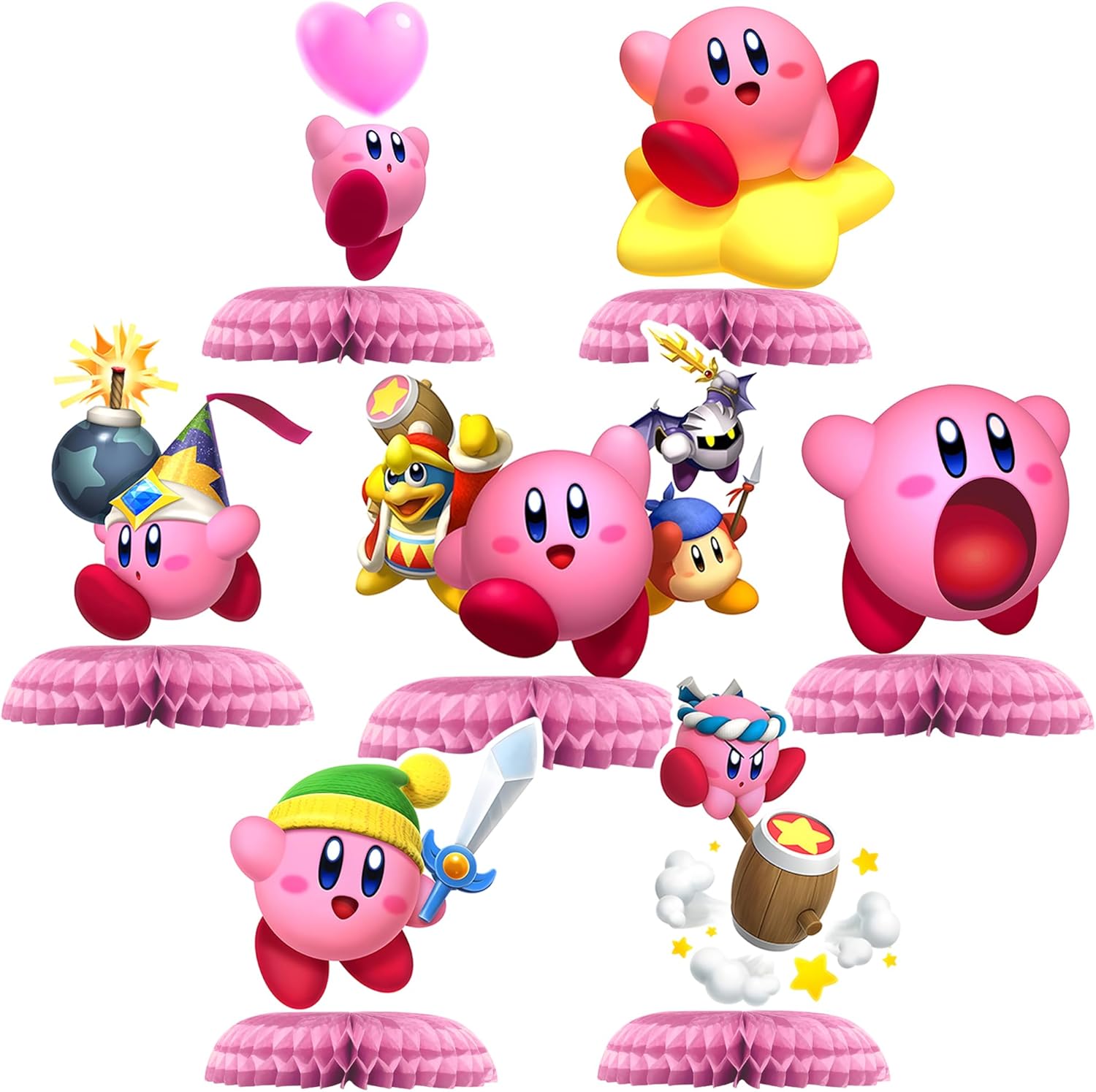 Cartoon Star Birthday Party Supplies, 7Pcs Game Theme Party Centerpieces Table Toppers, Photo Booth Props, Double Side Cake Toppers, for Girls Boys Fans Party Decorations