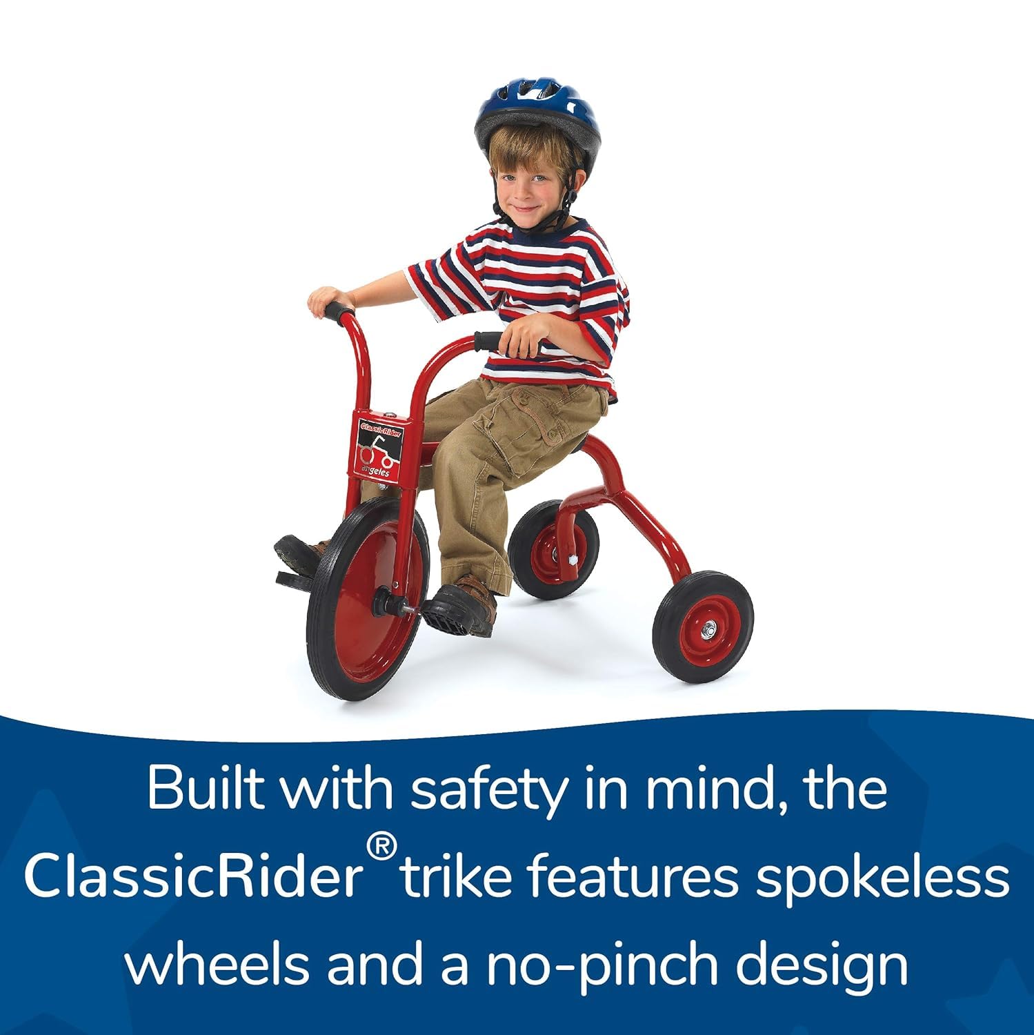 CLASSICRIDER Toddler Trike, Kids Tricycle for Riders Ages 3 and up, Preschool, Daycare, Playground Kids Tricycles, Rubber Tires, Red/Black, 10" Trike