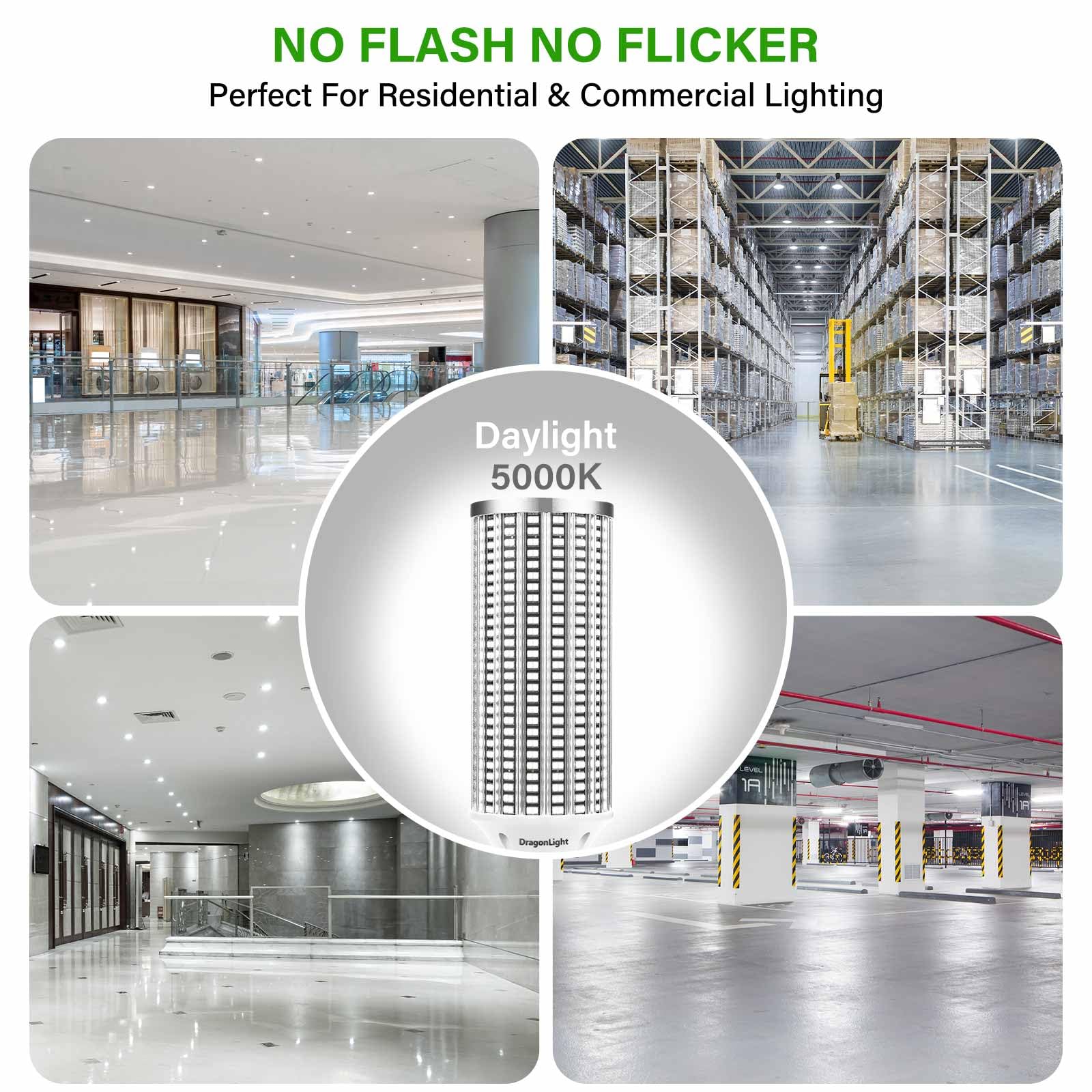 DragonLight 80W Superhelle Mais Licht LED Glühbirnen(Ersetzt 600Watt) - E27/E40 Edison LED Lampe - 5000K Kaltweiß 9,600LM für gewerbliche Beleuchtung - Garage Werkstatt Büro Hof(2er-Pack)