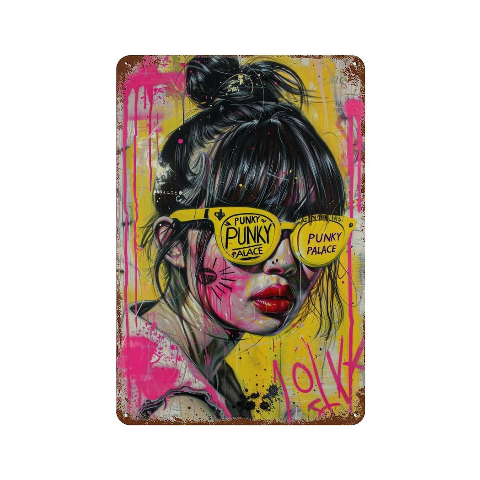 YHGERTKU Punky Palace Graffiti Pop Art Woman 01 Wall Art Retro Iron Vintage Metal Tin Sign Poster Modern Decor for Living Rooms Gift 30x20cm