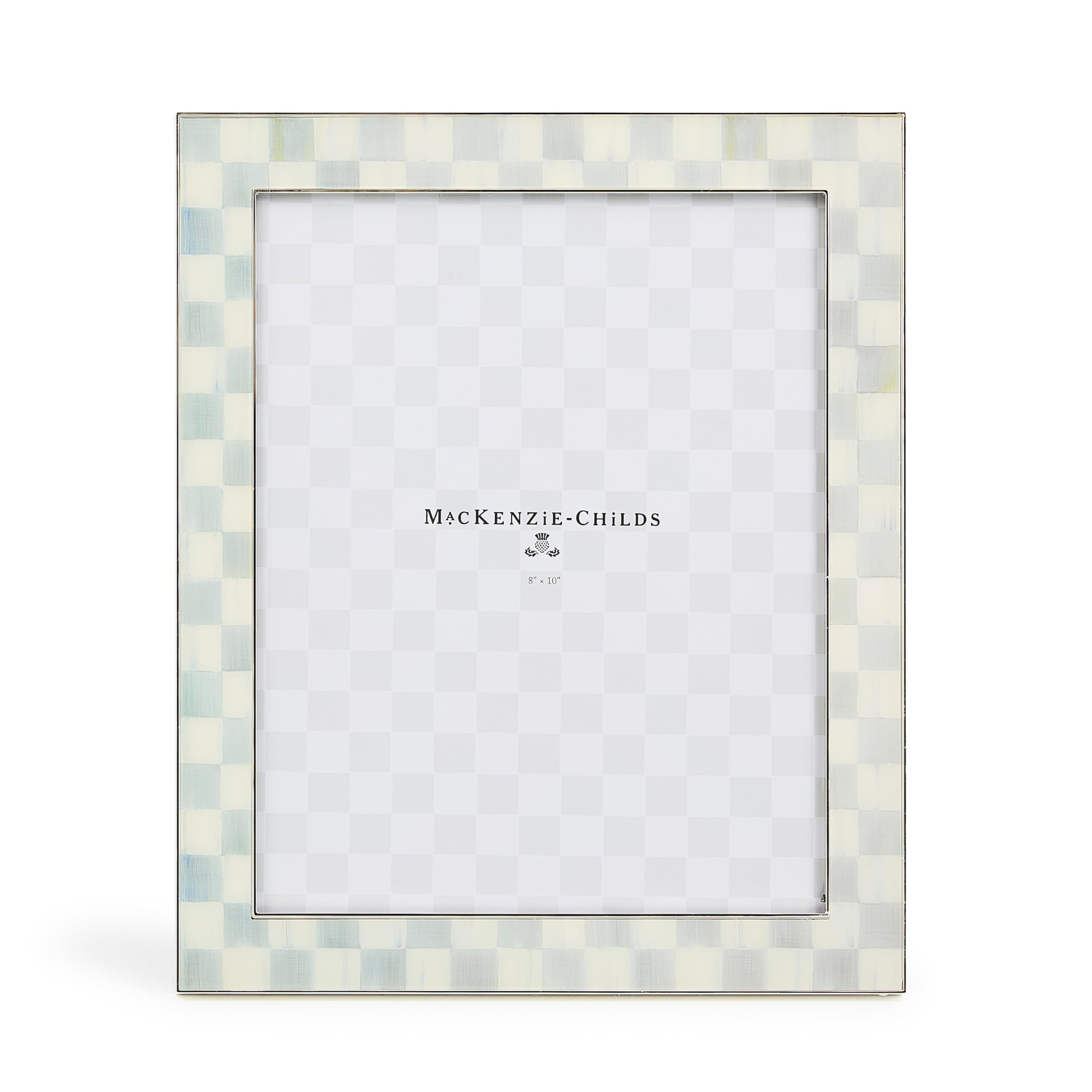 MACKENZIE-CHILDS Silver-Plated 8" x 10" Frame, Cute Tabletop Decor, Gray-and-White Sterling Check