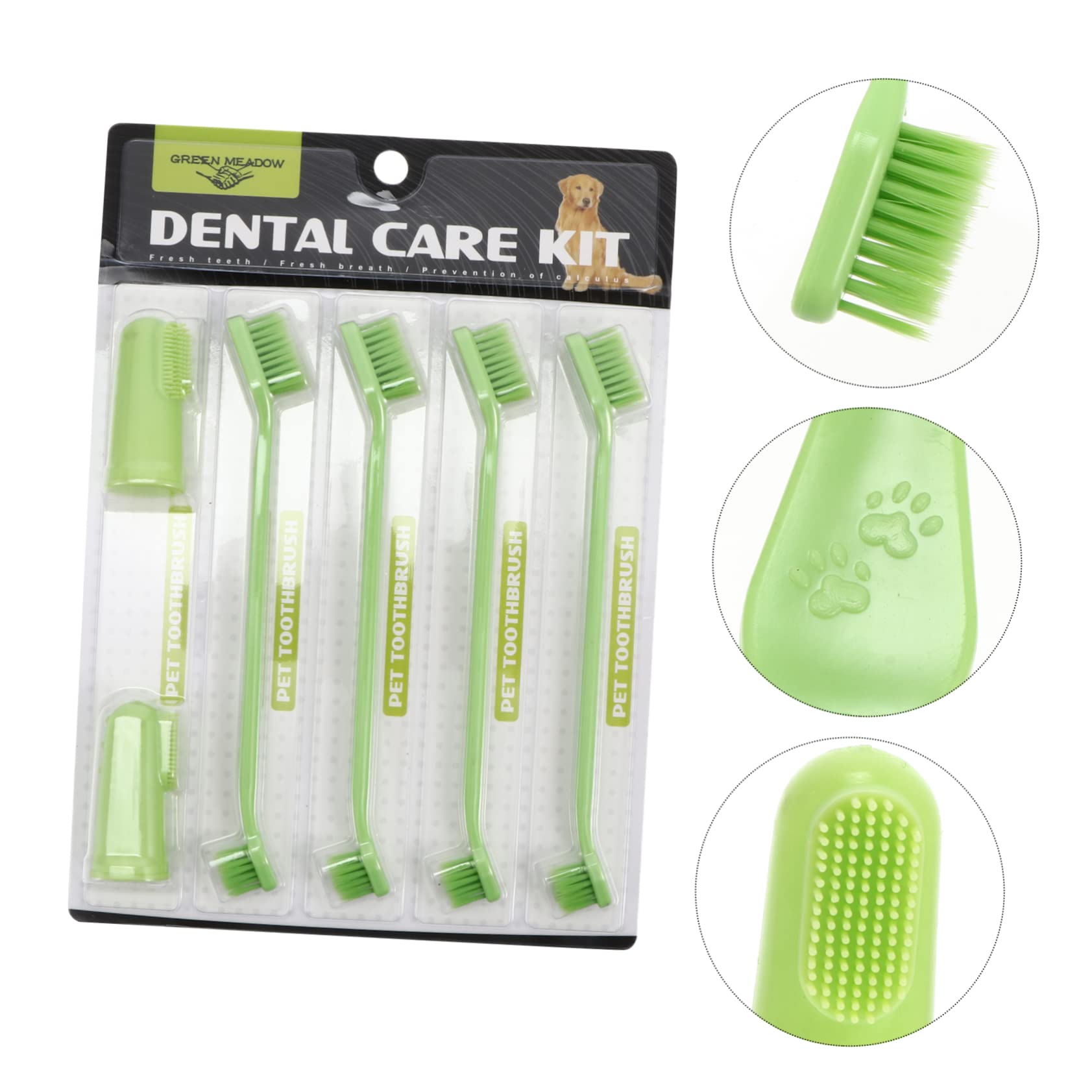 HANABASS Pcs Pet Toothbrush Set Dog Cat Oral Cleaning Tools Double-end Brush Soft Bristles Non-Slip Handle Pp Material