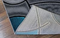 Vista 8 de Masada Rugs, Alfombra moderna y contemporánea, turquesa, gris y negro (5 pies x 7 pies)