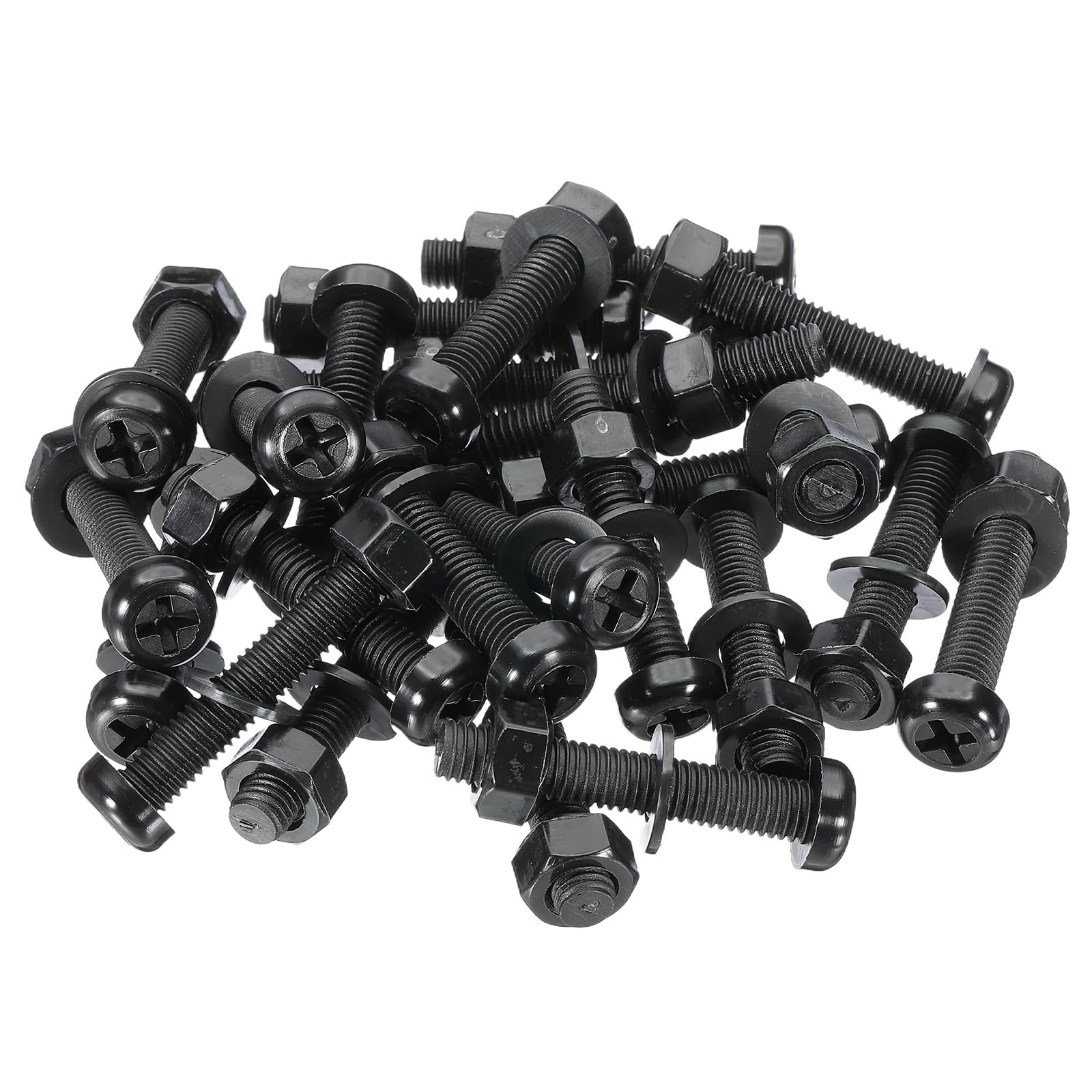 PATIKIL M8x45mm Black Nylon Bolts Plastic Nuts Full Thread Head Screws, 24 Pcs, M8*45mm