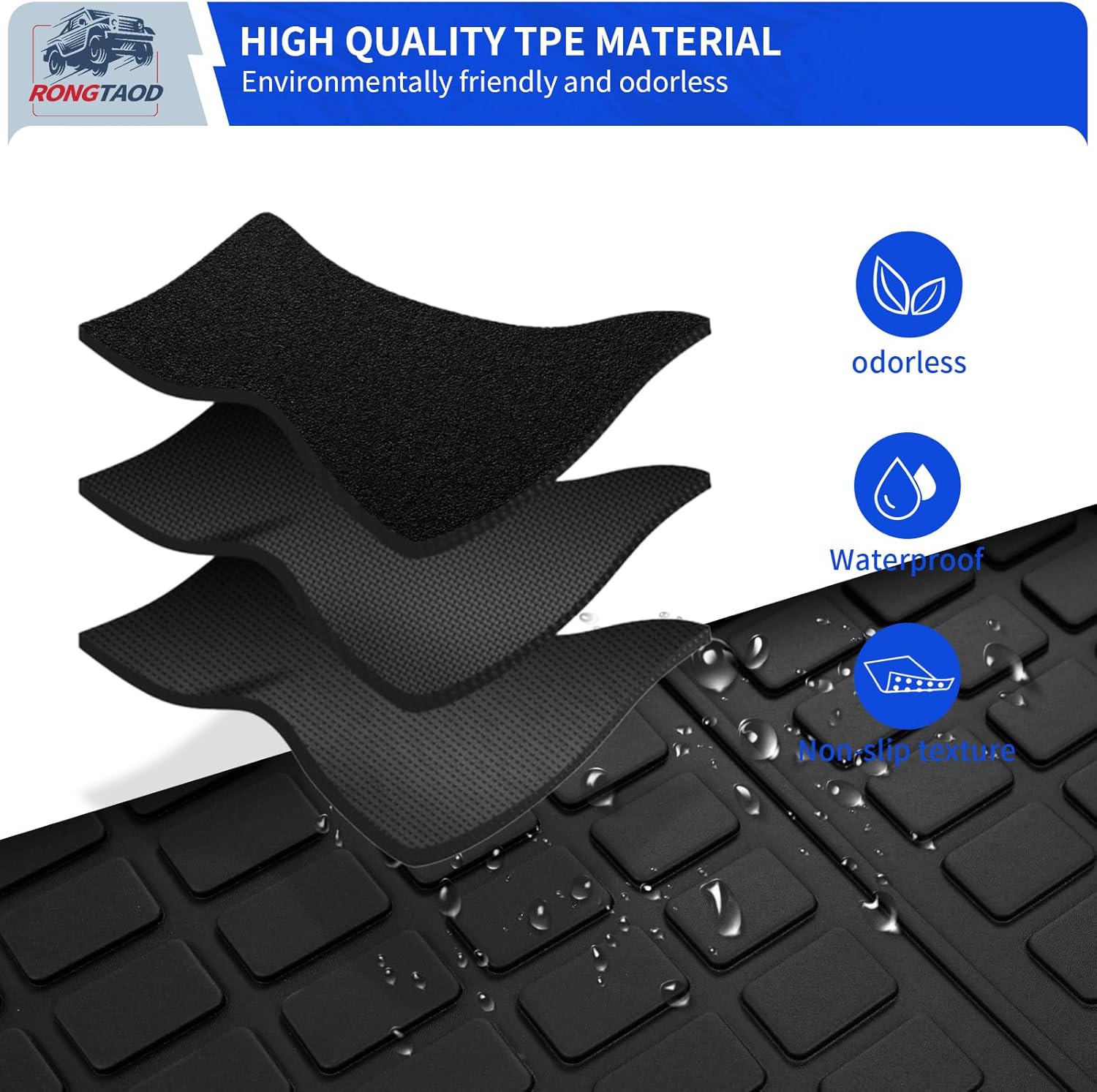 Rongtaod Cargo Mat Compatible with 2024 2025 2026 Chevrolet Traverse (NOT Limited) & GMC Acadia 2025 2026 Buick Enclave Trunk Liner Cargo Liner Chevy Traverse Accessories (Trunk Mat+Backrest Mats)