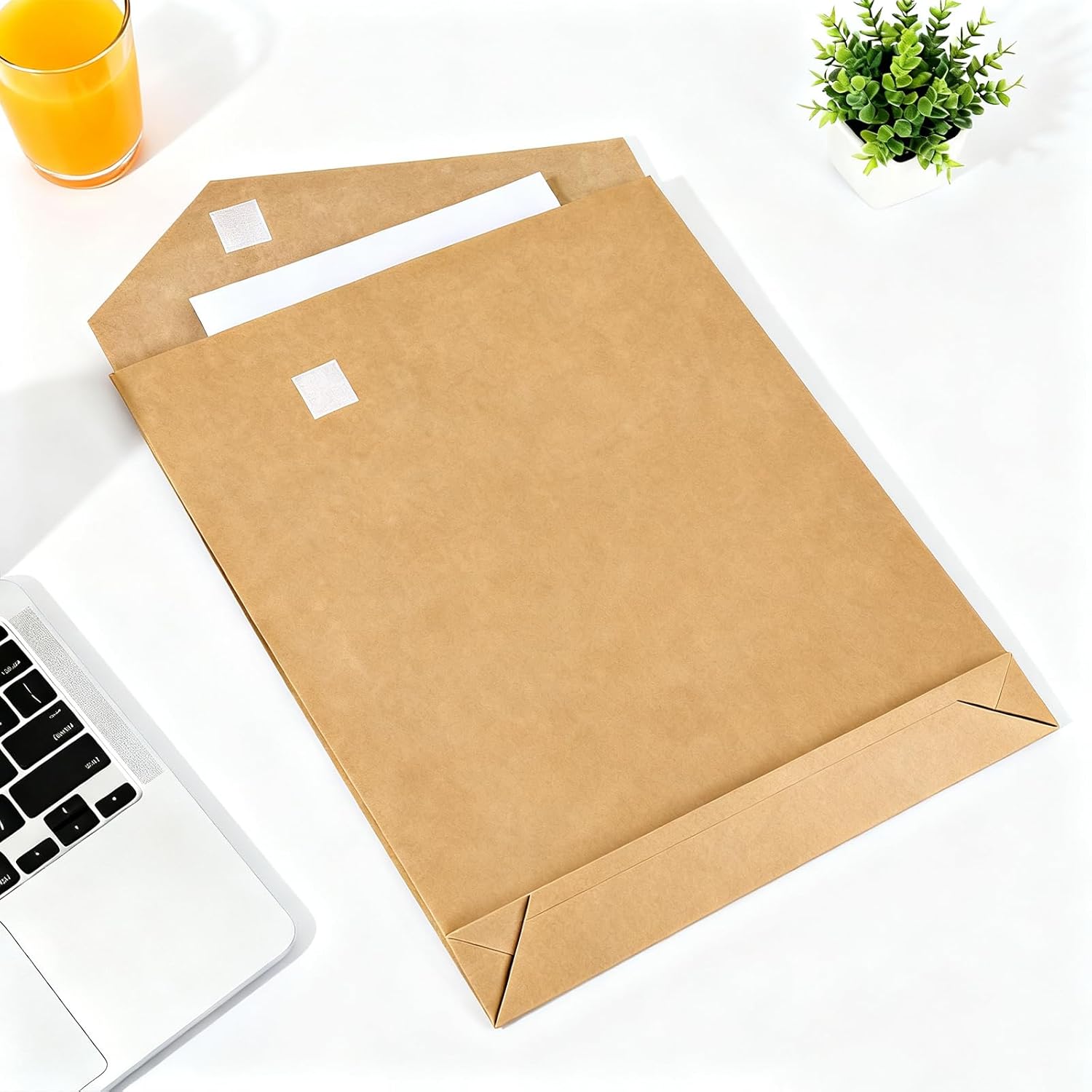 20 Pack 12.6" x 15.75" Large Expandable Kraft Envelopes, Big Hook-and-Loop Closure Anti Tear Mailing Envelopes Catalog Envelopes for Business Office Paper Documents File Storage - Brown - Image 2