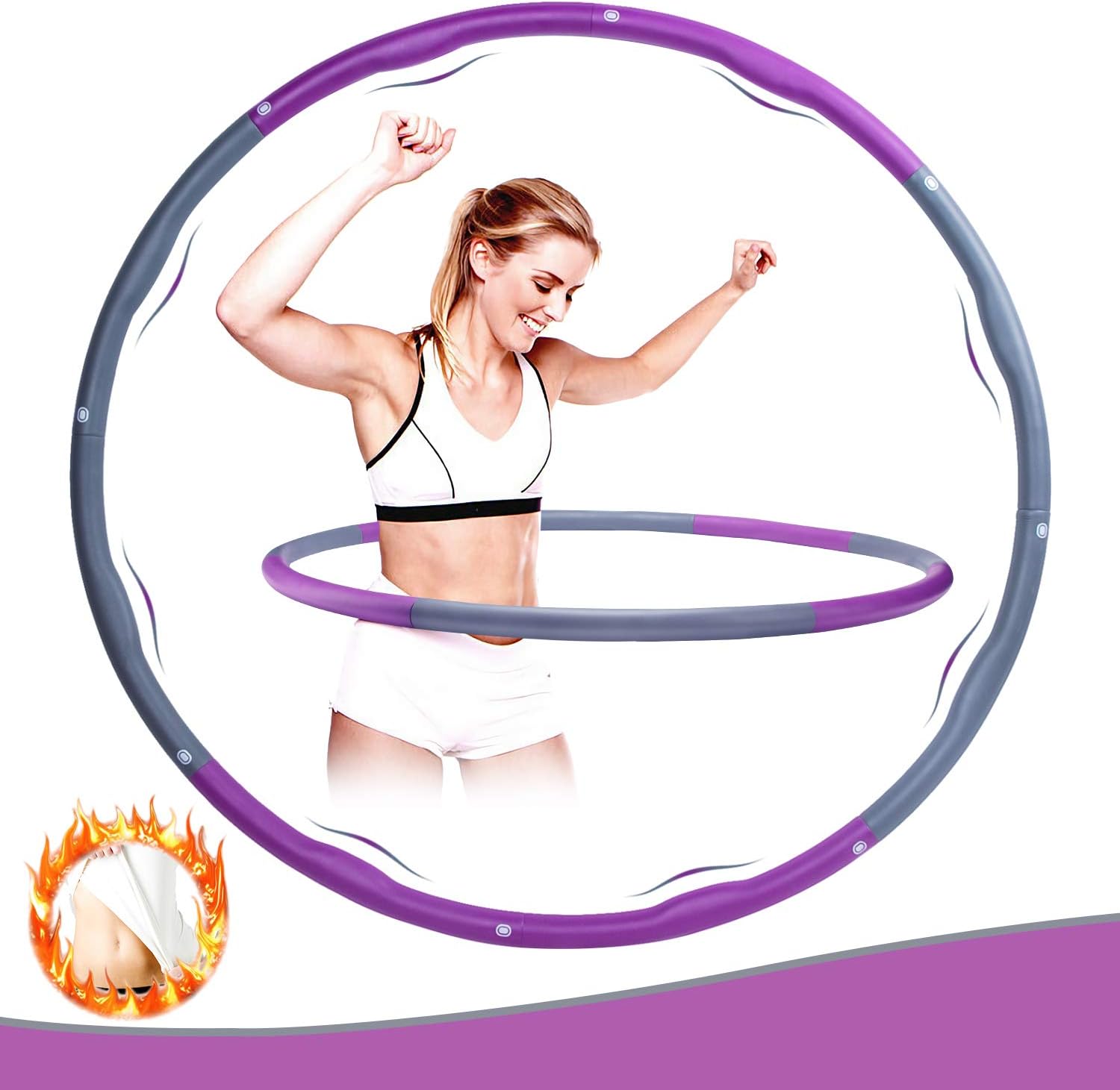 SECOOL Hula Hoop Fitness for Adults and Children, Hoola Sport Hoop to Accelerate Weight Loss and Calorie Consumption, 8-Piece Gymnastics Hoop for Sports/Fitness/Home/Office