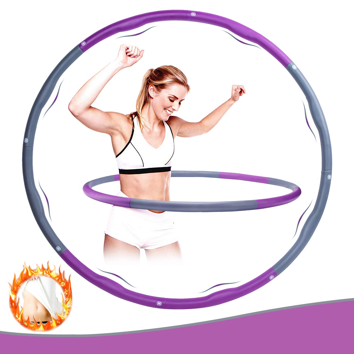 SECOOL Hula Hoop Fitness for Adults and Children, Hoola Sport Hoop to Accelerate Weight Loss and Calorie Consumption, 8-Piece Gymnastics Hoop for Sports/Fitness/Home/Office