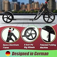 Vista 4 de Hudora Patinete para adultos – Patinete plegable para adultos de altura ajustable, scooters para adolescentes de 12 años en adelante, scooter