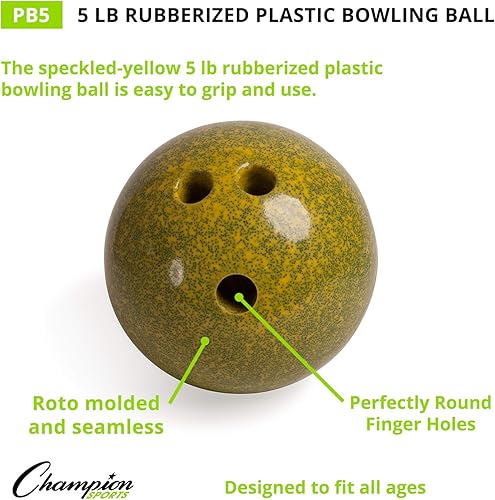 Miniatura 3 de Champion Sports Bola de bolos de plástico de goma - 5 LB amarillo mármol