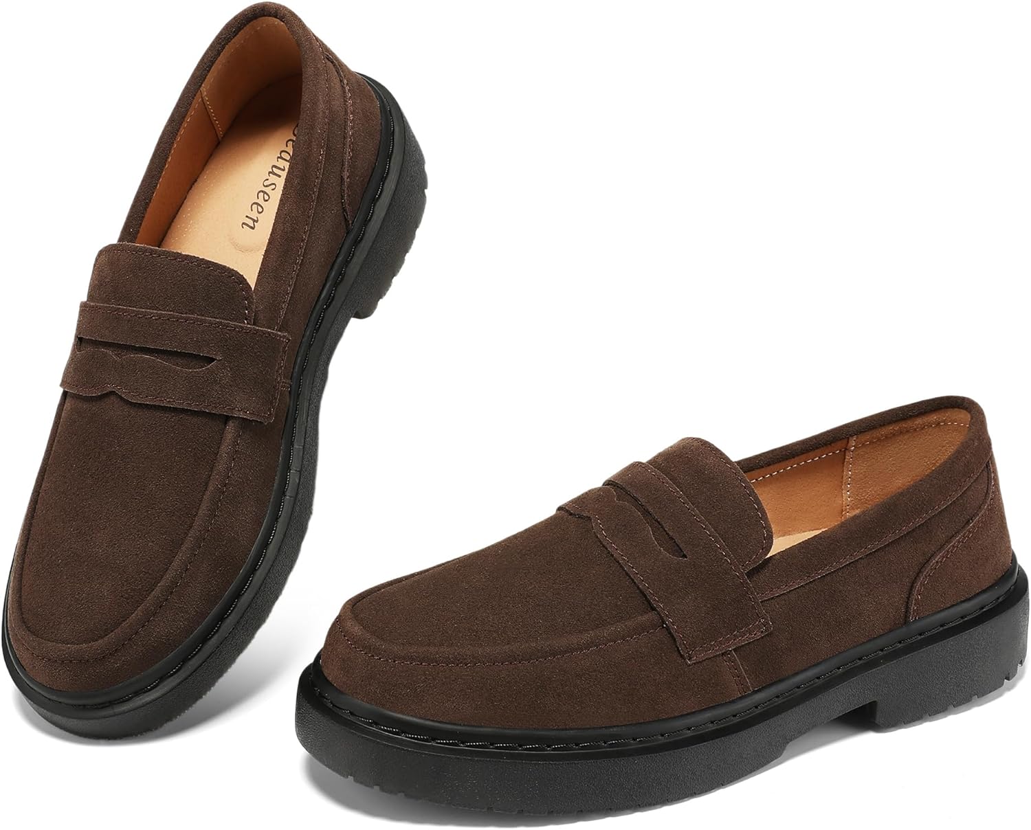 BEAUSEEN Women's Suede Penny Loafers Casual Lightweight Slip On - Comfortable Walking Shoes,Chic Flat for Work & Travel