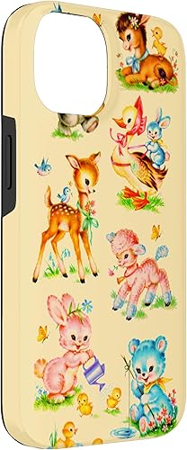 Miniatura 3 de iPhone 14 Vintage Baby Animals Nursery Animals 50's Retro Amarillo Case