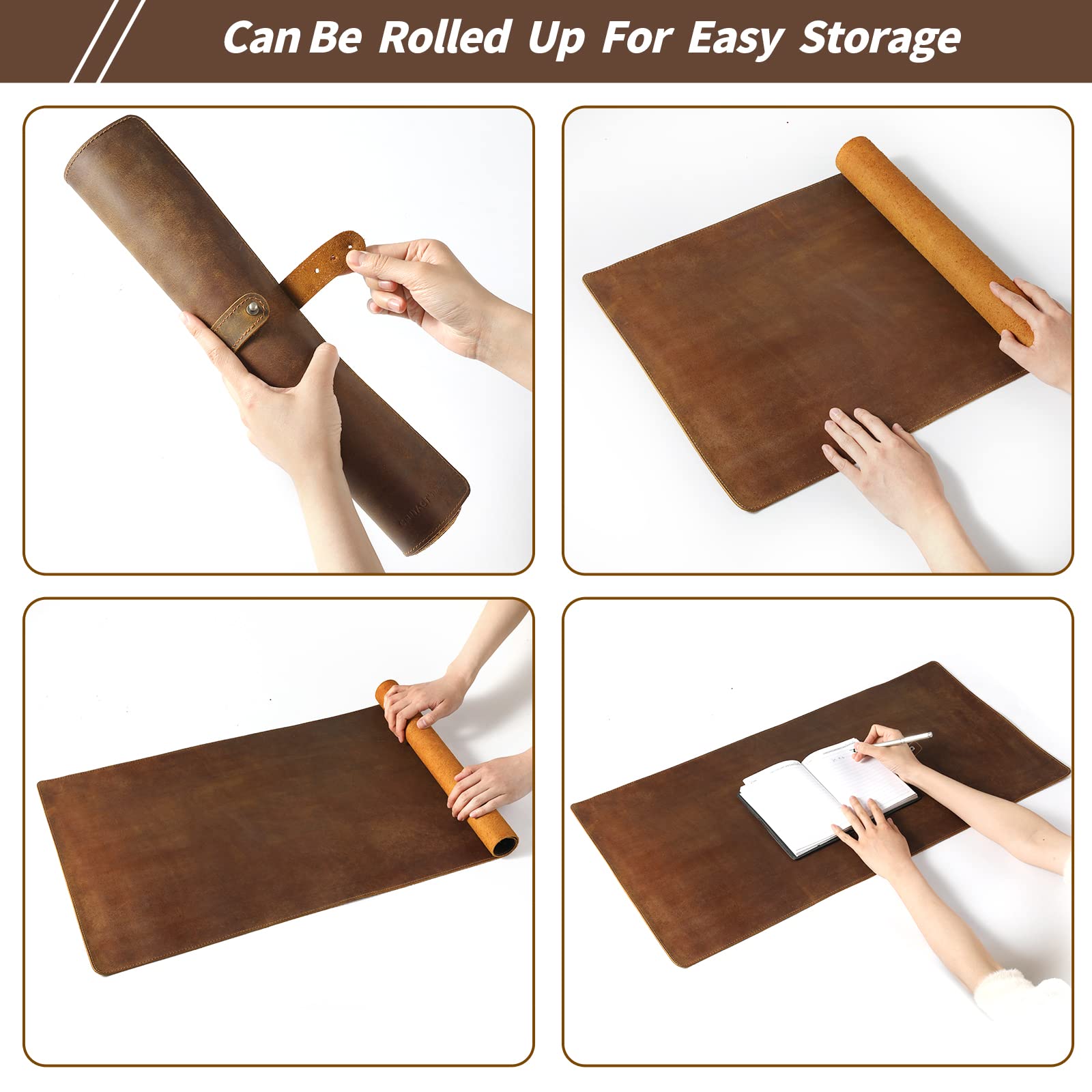 RingSun Doppelseitiger Schreibtischunterlagenschutz, große Leder-Schreibunterlage für Tastatur und Maus, große Schreibunterlage für Büro, Zuhause, Arbeit, Spiel, Braun, 78,7 x 39,4 cm, RS17