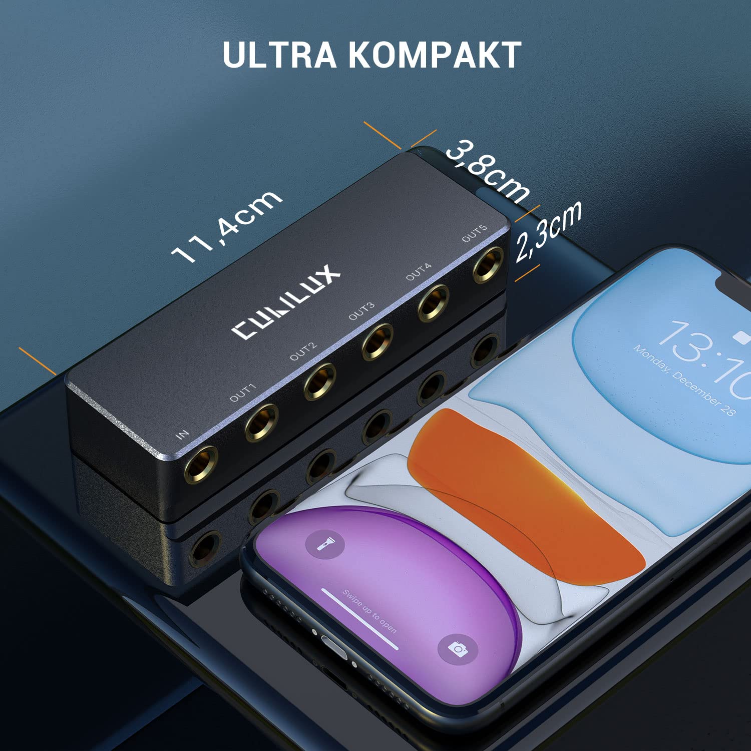 Cubilux passiver 6,35 mm Kopfhörer Splitter Box, 1/4 Zoll TS TRS Audio Verteiler mit 5 Ausgängen, für Studio und Bühne