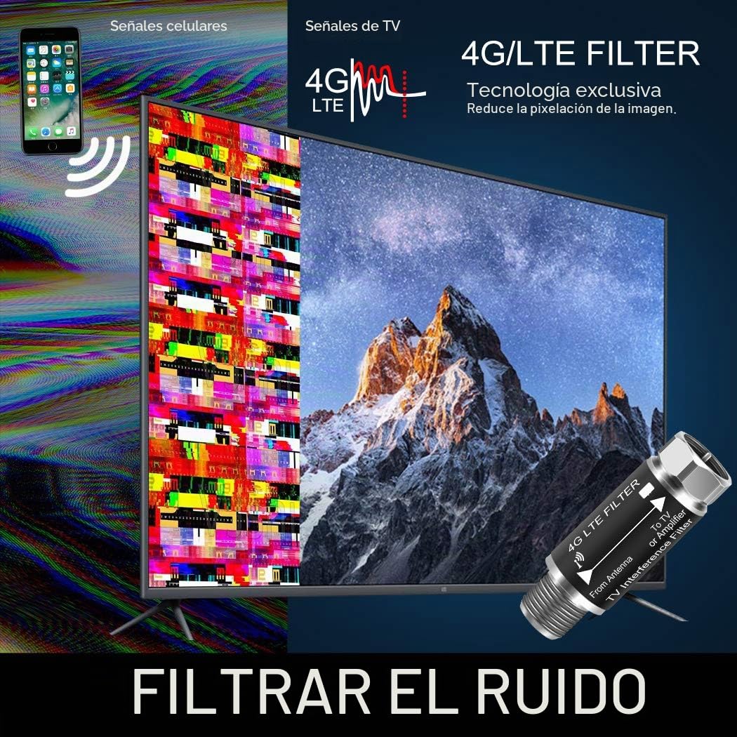 Filtro LTE para Antena de TV, filtra la señal 4G 5G LTE Reduce la interferencia de Las Torres celulares para una recepción Clara de TV Digital HD (Rango de frecuencia 5-695 MHz)