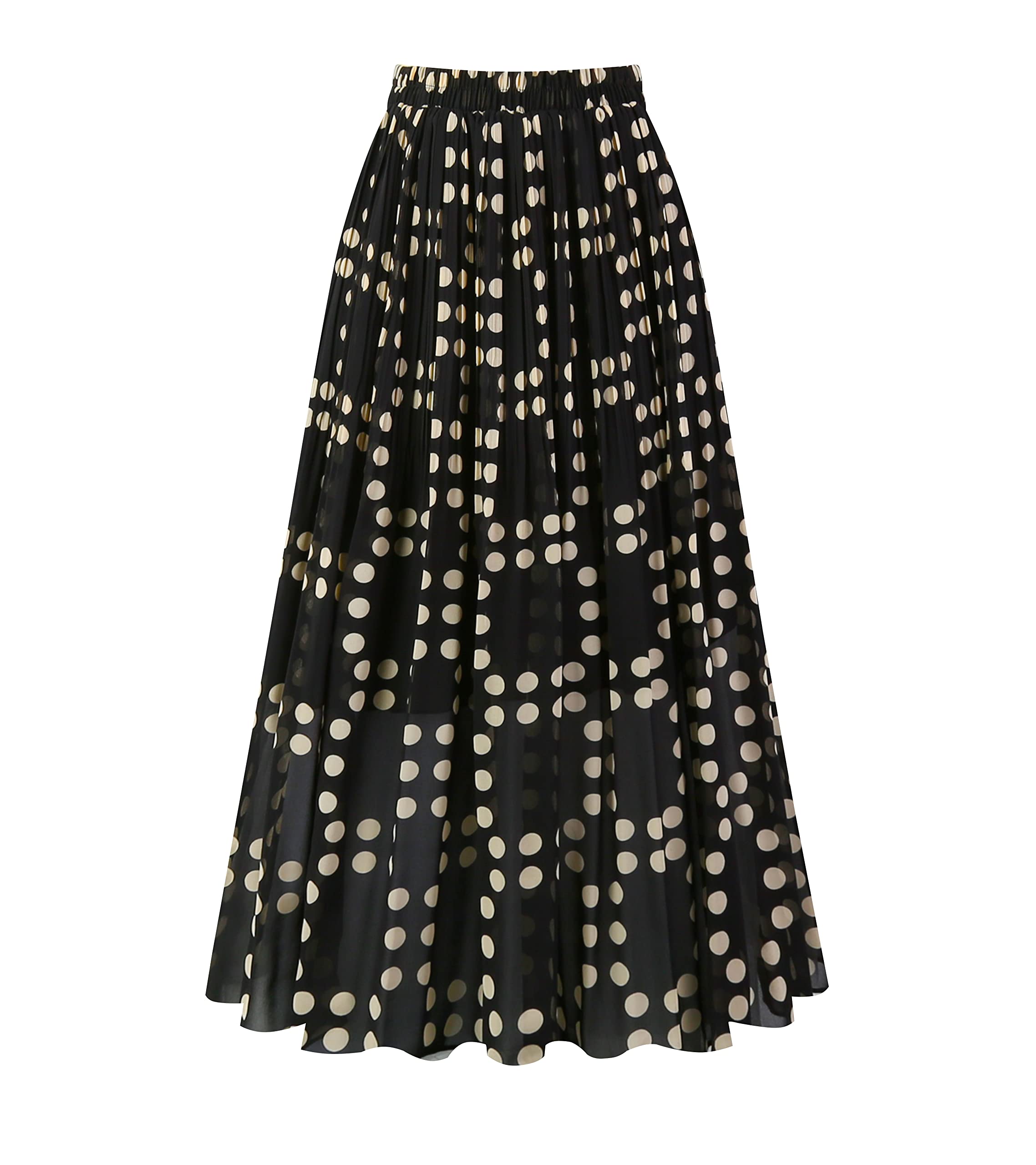 Kingfancy Women's Pleated Skirt Chiffon Elastic Waist A-Line Midi Length Skirt