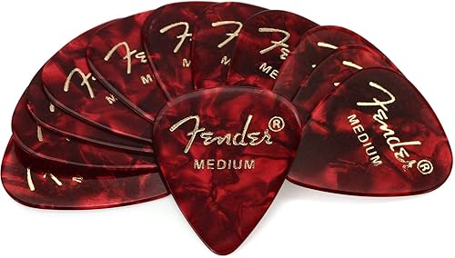 Fender Premium Celluloid Guitar Picks 351 Shape, Guitar Accessories, Red
