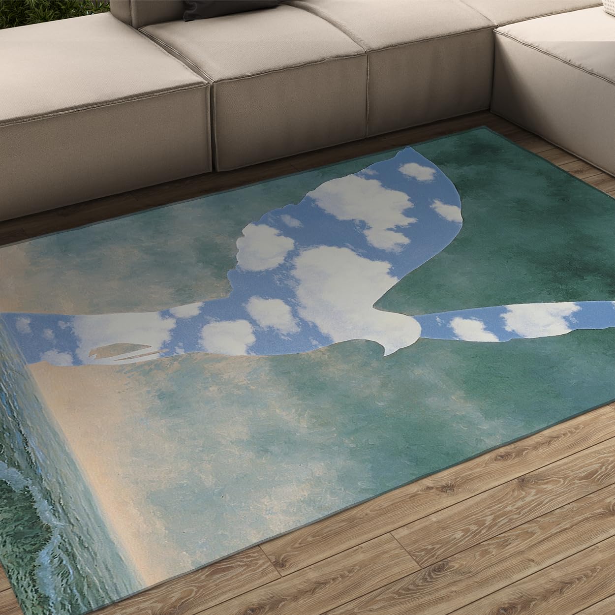 Tapis de salon René Magritte bleu sarcelle 140x200cm pour chambre