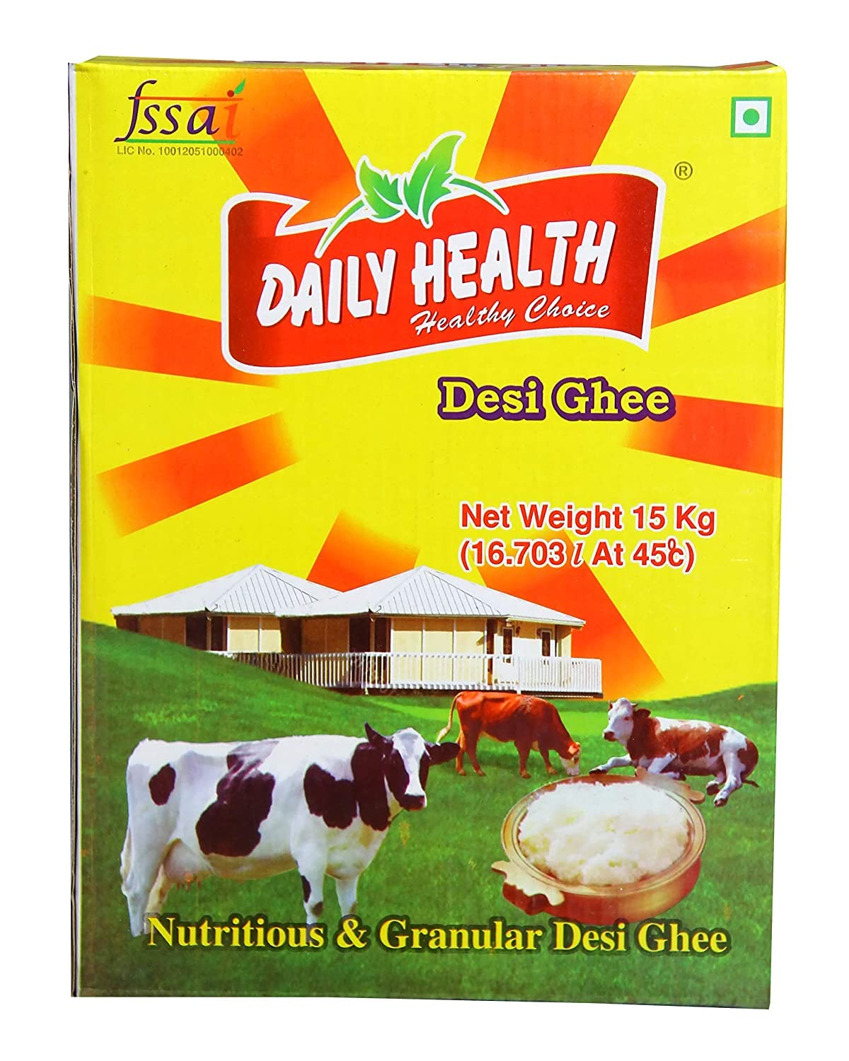 Daily Health Pure Ghee Cow Ghee Shuddh Danedar Ghee With Rich Aroma & Natural Freshness Pure Ghee with Enhanced Taste And Energy देसी घी-15 Kg
