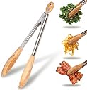 11-Inch Olive Wood Tongs, Long Handle Kitchen Tongs for Cooking, Salad, Pasta, and Grilling, Farmhouse Style Kitchen & Cookware, Ideal for Entertaining, Wedding and Housewarming Gift