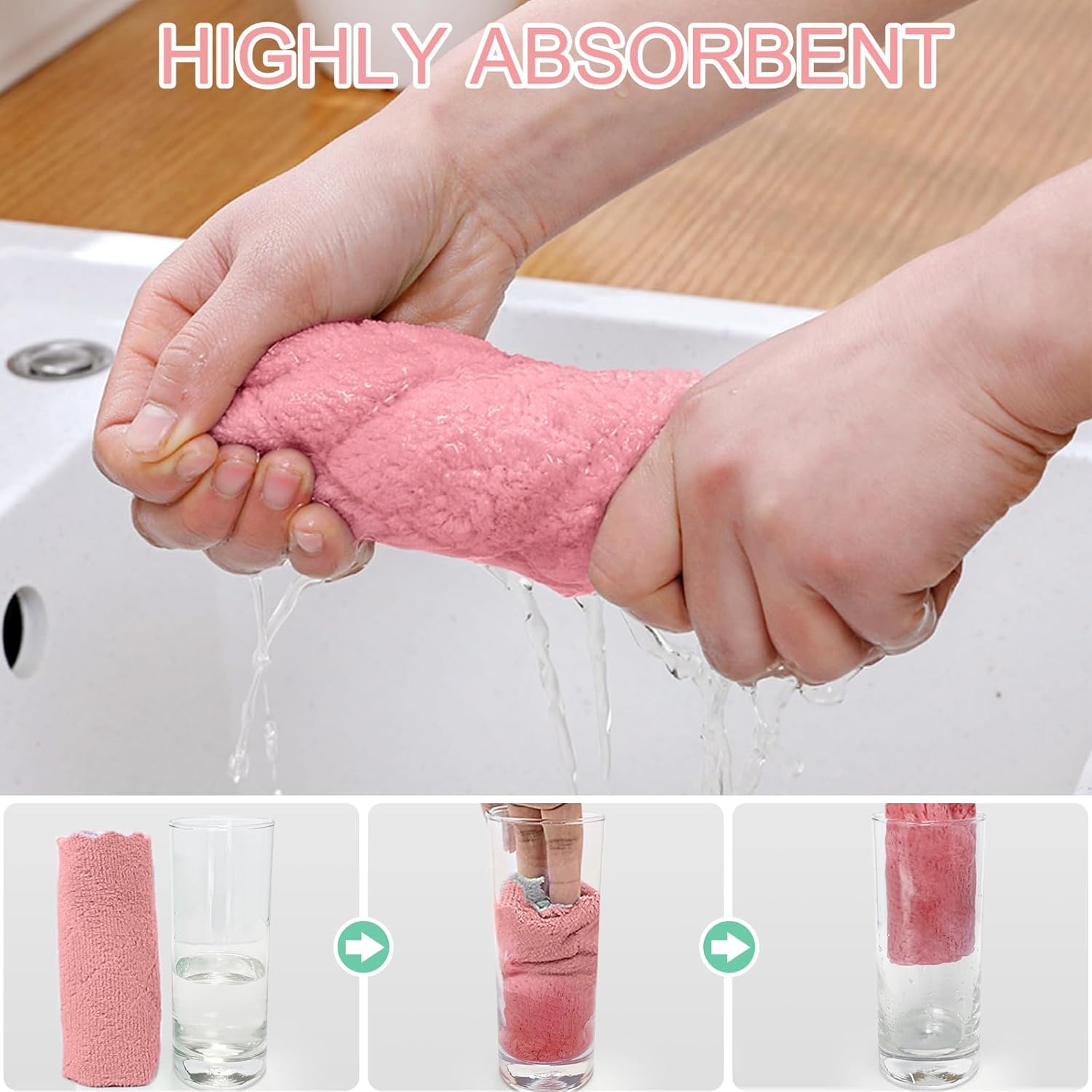 12 Pack Kitchen Cloth Dish Towels, 12x12 inch Soft Premium Dishcloths, Absorbent Microfiber Cleaning Cloth for Cleaning Dishes, Kitchen, Bathroom, Car - Image 4