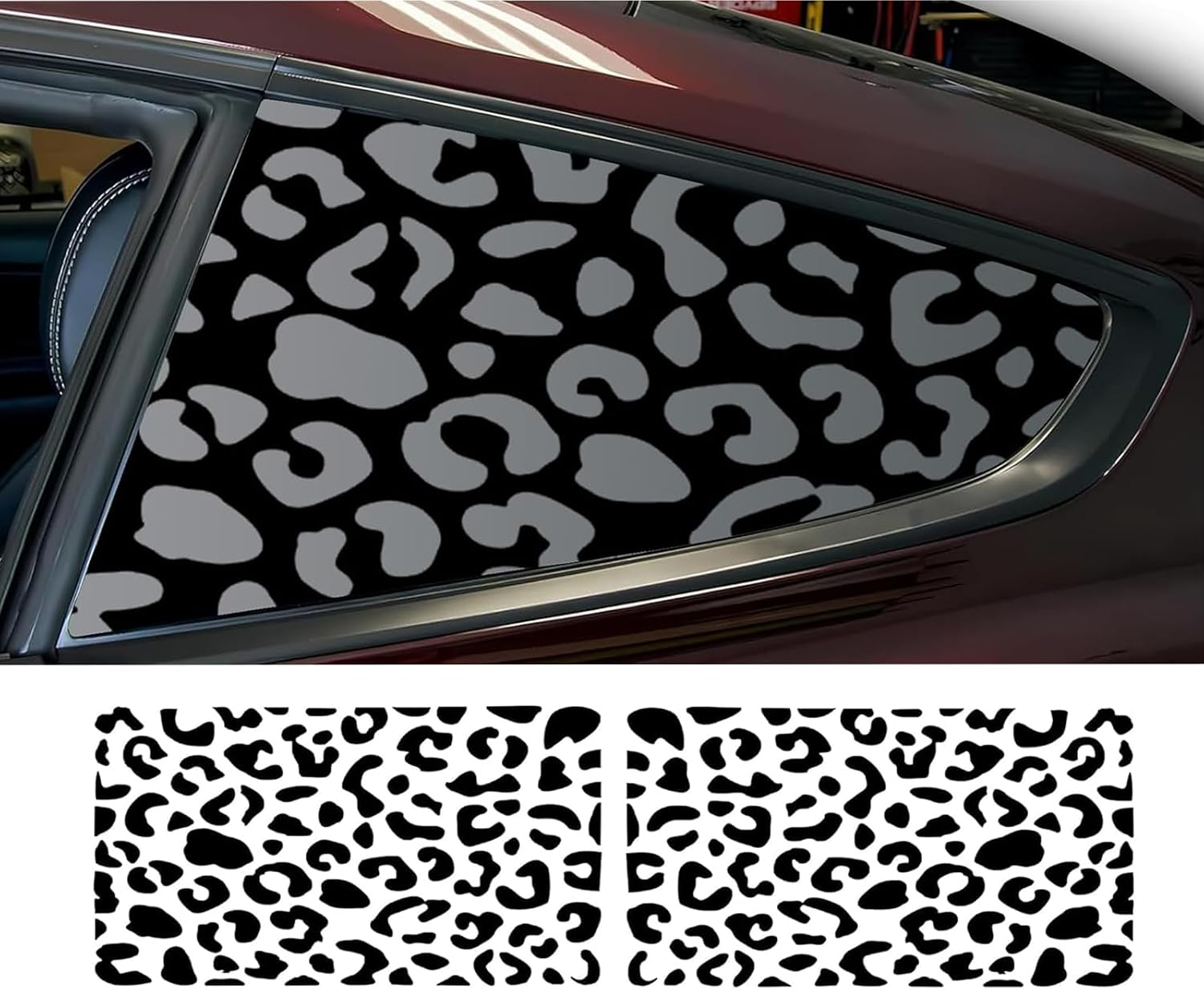 2PCS Rear Window Universal Decals Compatible with Car SUV Trucks,Matte Black Universal Vinyl Exterior Sticker Come with Installation Tool. (Leopard Cheetah)